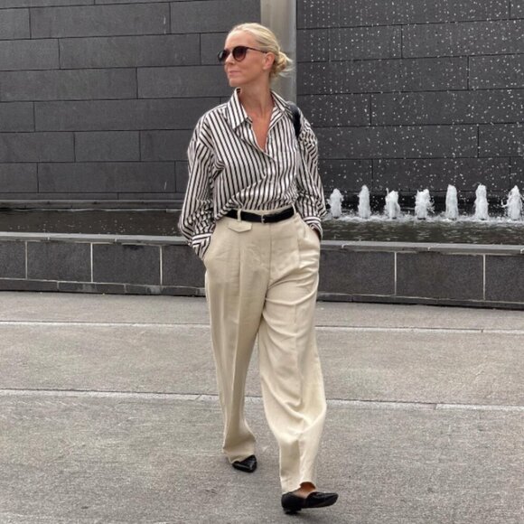 NEW COS | Relaxed Linen-Blend Wide-Leg Trousers in Beige (38, US 6) - Picture 2 of 16